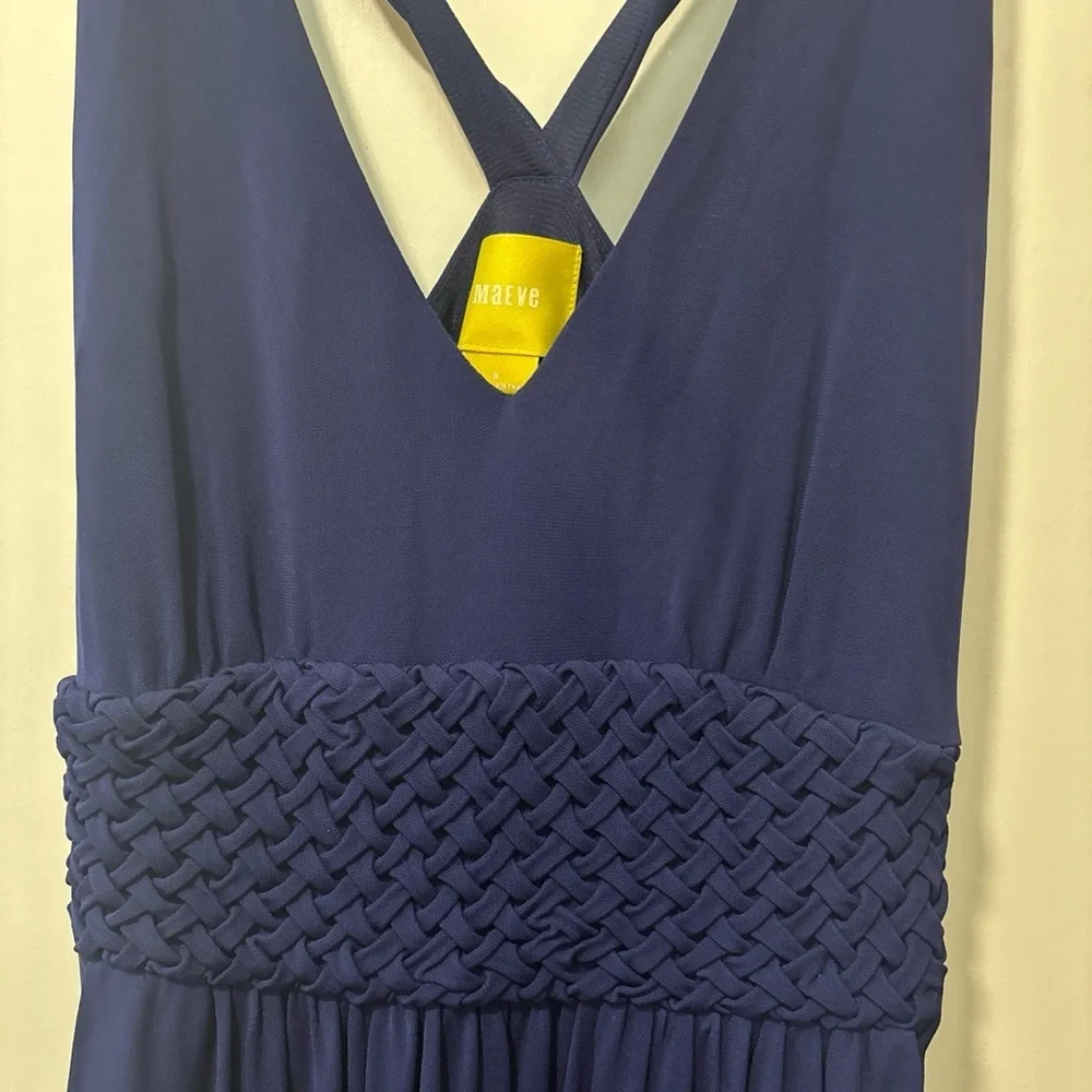Anthropologie Maeve Yuma Dark Blue Stretch Maxi Dress Size 8 - Picture 3 of 9